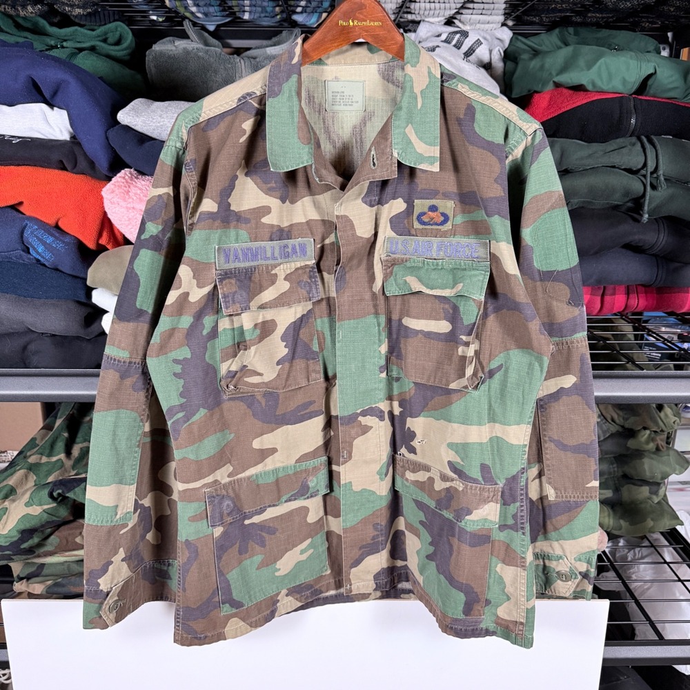 US Air Force Woodland Camouflage Combat Field Jacket Medium‎ Long VANMILLIGAN